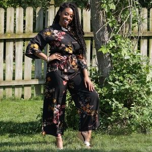 Reserved - Floral Tie Waist Jumpsuit